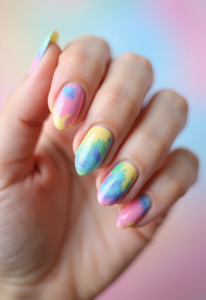 45 French Tip Nail Ideas for Classic Twists with Modern Magic - 30. Tie-Dye French Tips