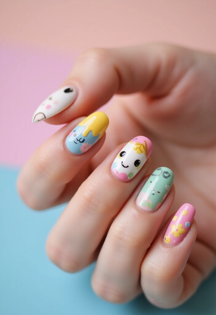 45 French Tip Nail Ideas for Classic Twists with Modern Magic - 33. Whimsical Characters
