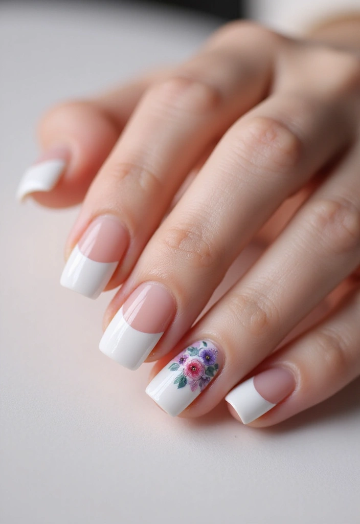 45 French Tip Nail Ideas for Classic Twists with Modern Magic - 36. Corresponding Nail Art on All Fingers