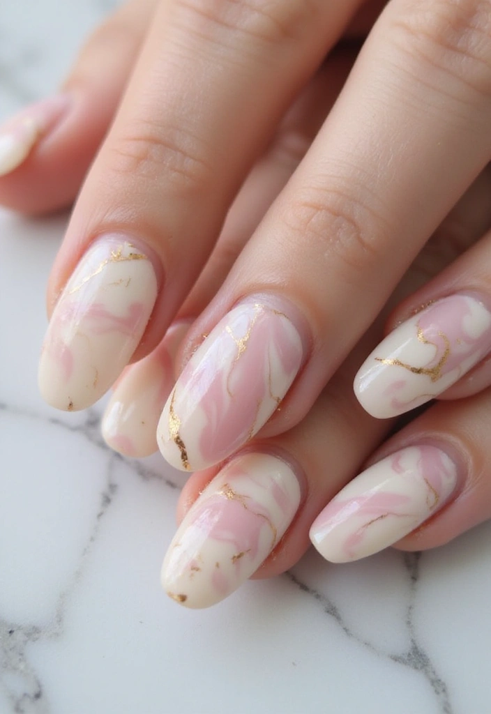 45 French Tip Nail Ideas for Classic Twists with Modern Magic - 39. Marble French Tips
