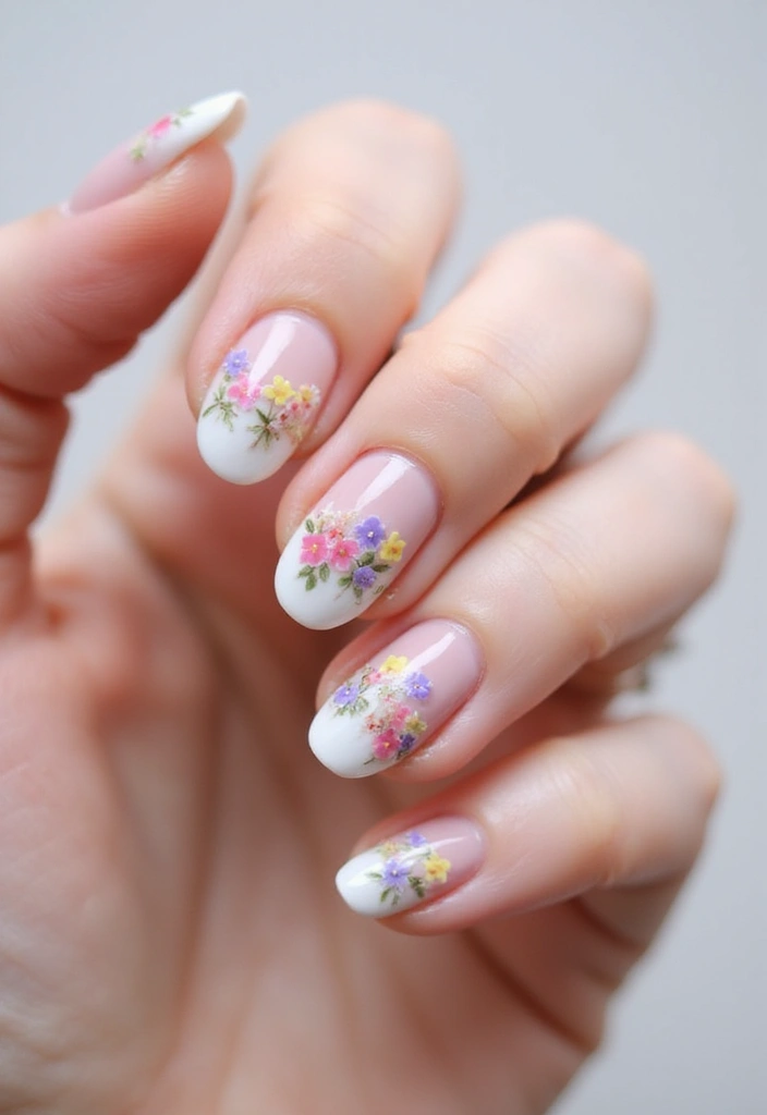 45 French Tip Nail Ideas for Classic Twists with Modern Magic - 4. Floral Accents