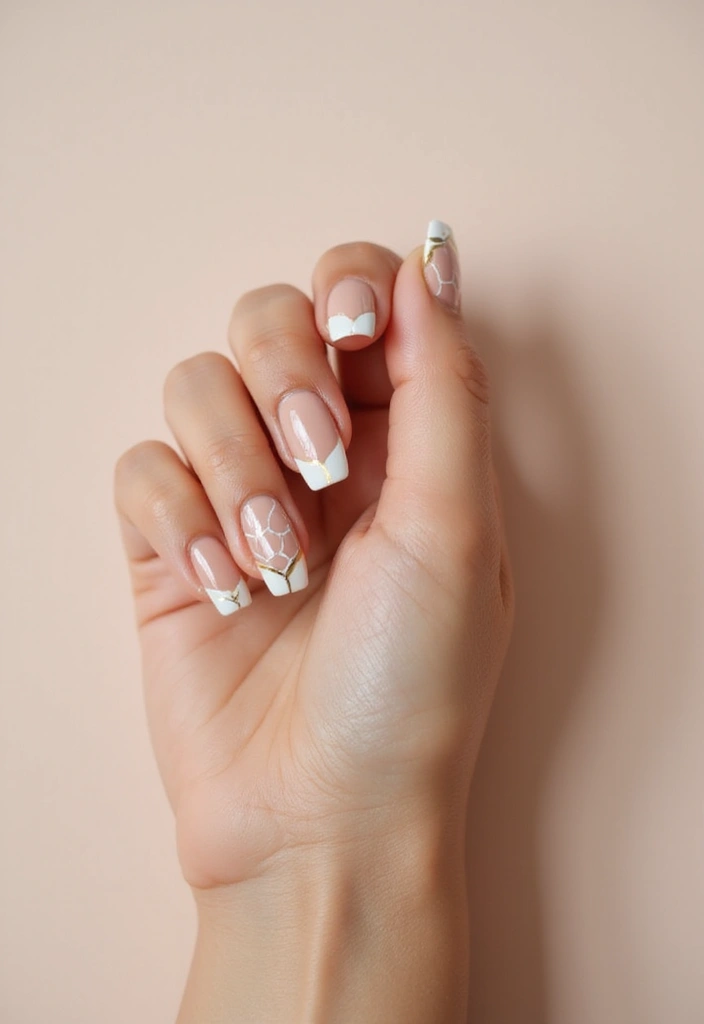 45 French Tip Nail Ideas for Classic Twists with Modern Magic - 41. Hexagonal Accents