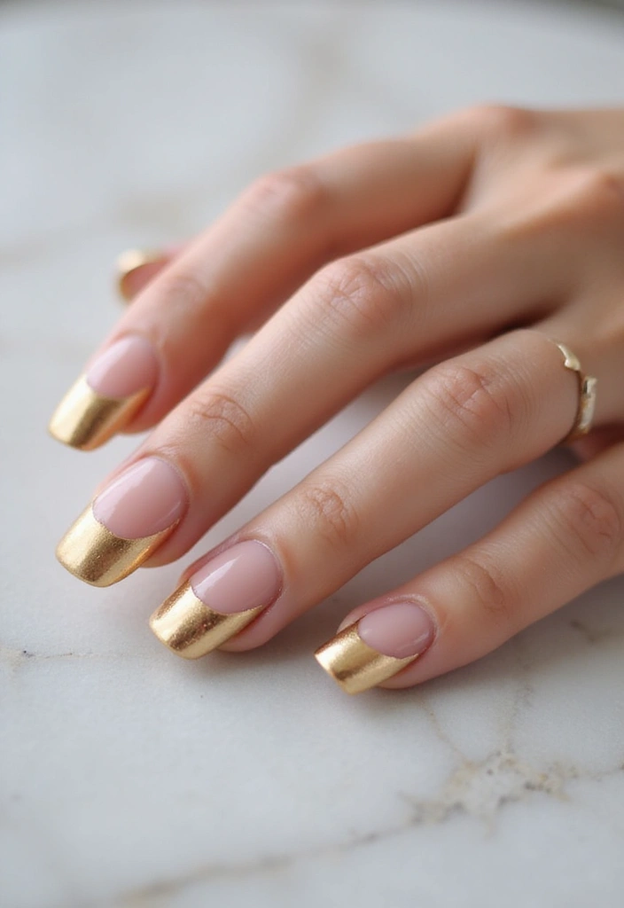 45 French Tip Nail Ideas for Classic Twists with Modern Magic - 5. Metallic French Tips