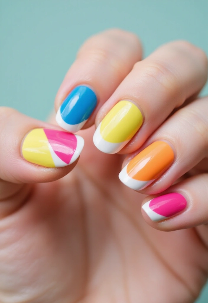 45 French Tip Nail Ideas for Classic Twists with Modern Magic - 9. Color Block French Tips