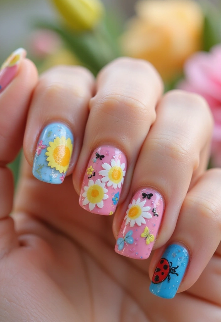 45 Fresh Nail Design Ideas for Trendy Eco-Conscious Consumers - 2. Colorful Flora and Fauna
