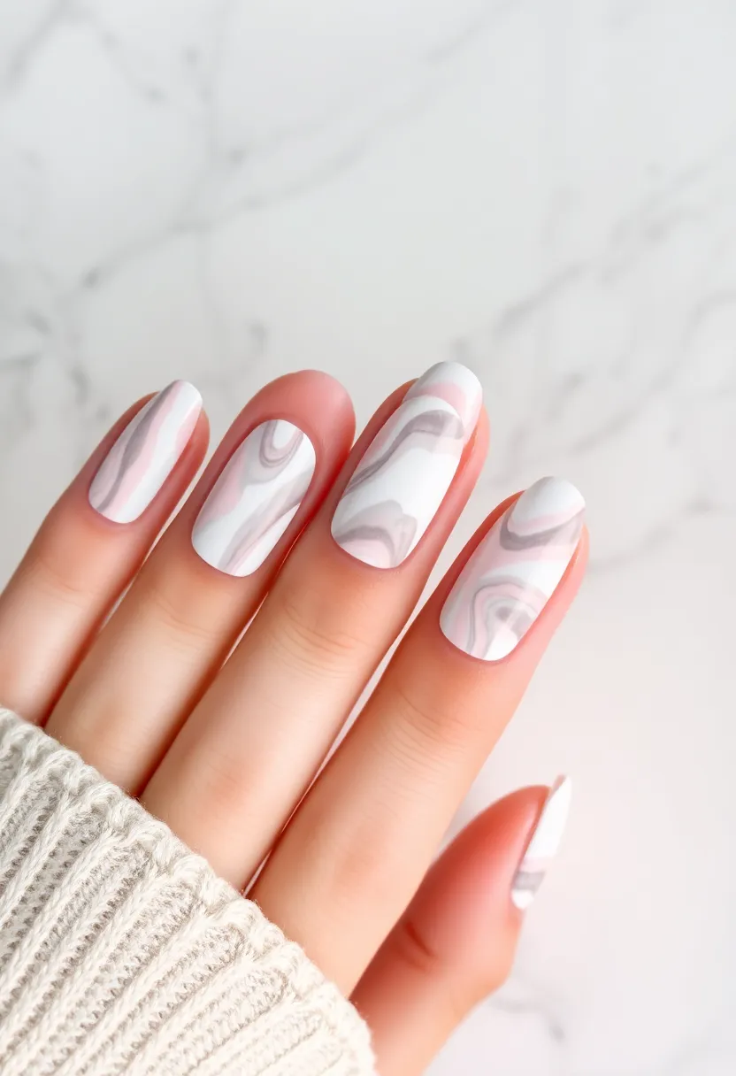 45 Fresh Nail Design Ideas for Trendy Eco-Conscious Consumers - 24. Marbled Elegance
