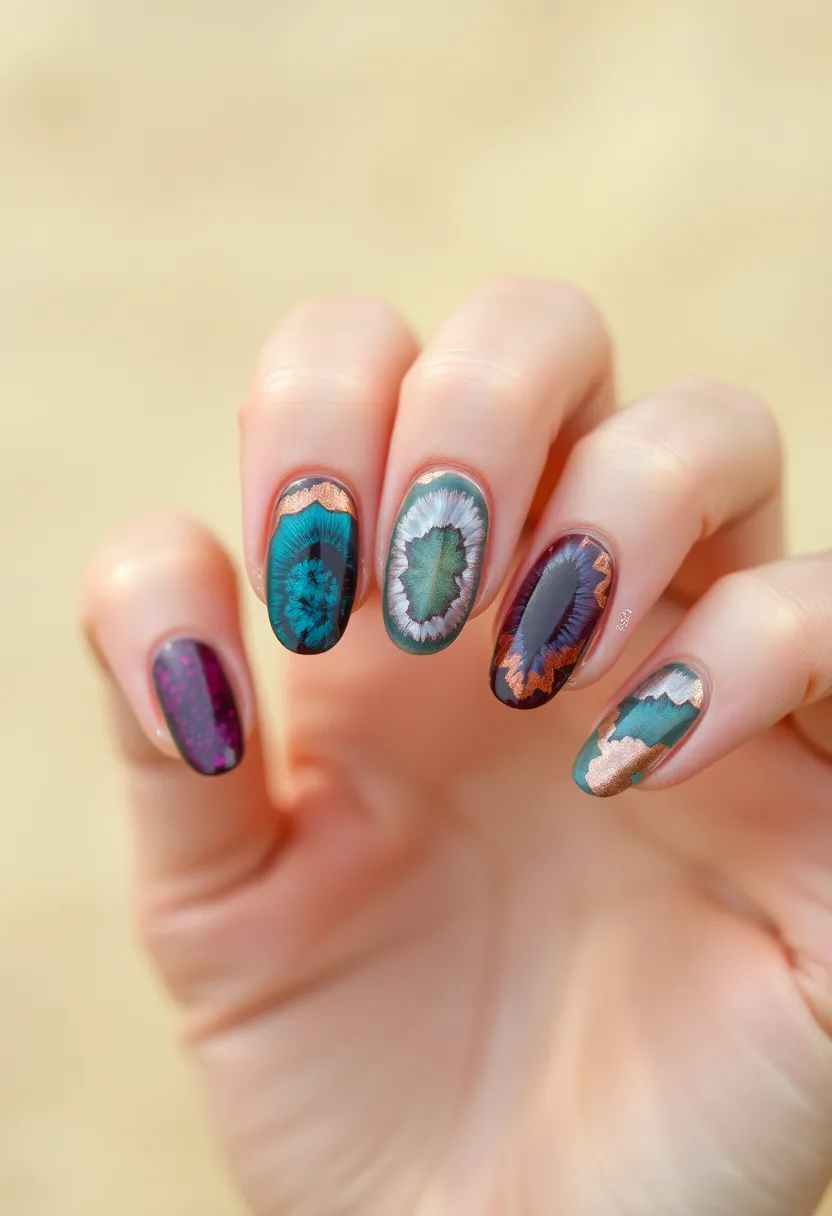 45 Fresh Nail Design Ideas for Trendy Eco-Conscious Consumers - 28. Geode Inspirations