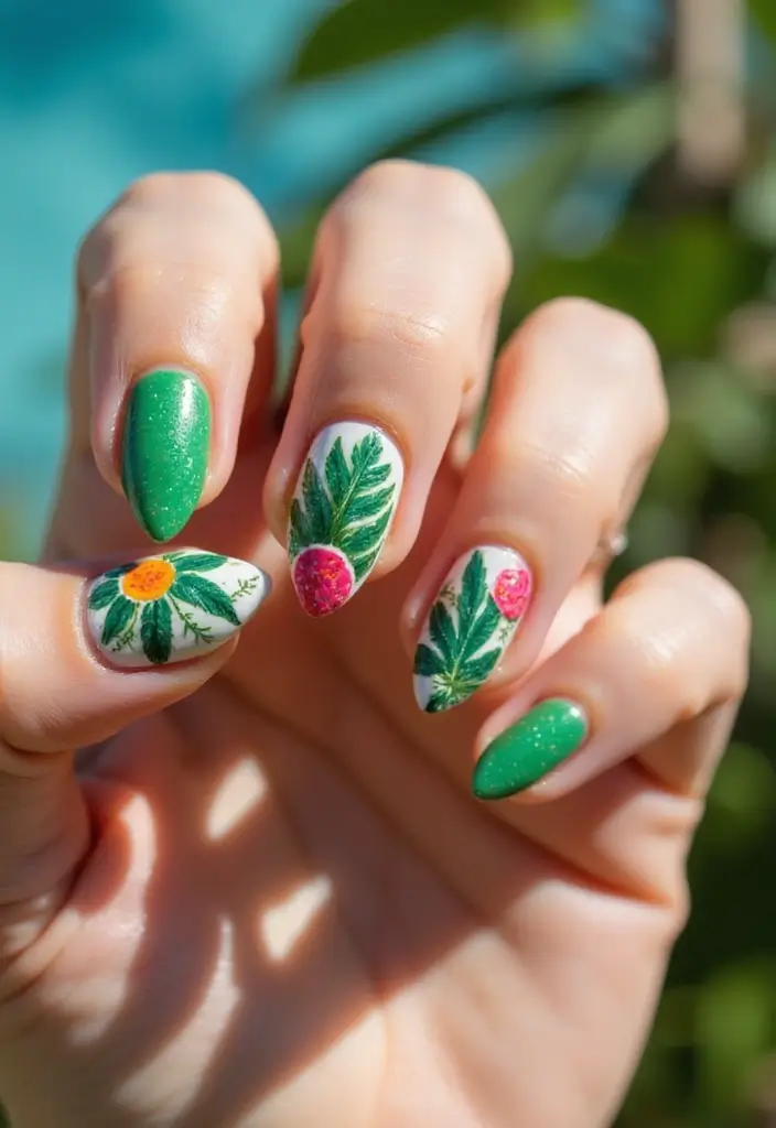 45 Fresh Nail Design Ideas for Trendy Eco-Conscious Consumers - 7. Tropical Vibes