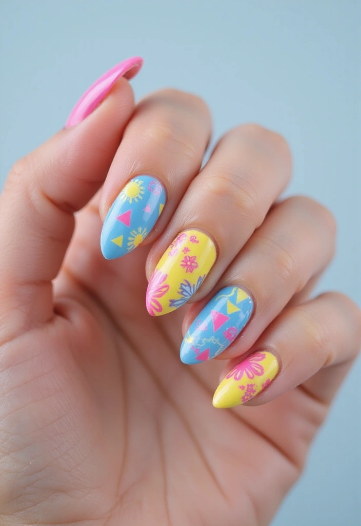 45 Futuristic Nail Art Design Ideas for 2025's Boundary-Breaking Beauty - 14. Floral Tech Designs