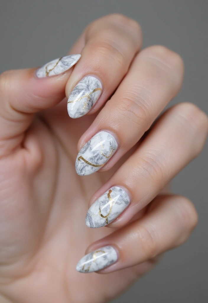 45 Futuristic Nail Art Design Ideas for 2025's Boundary-Breaking Beauty - 15. Marble Nail Art