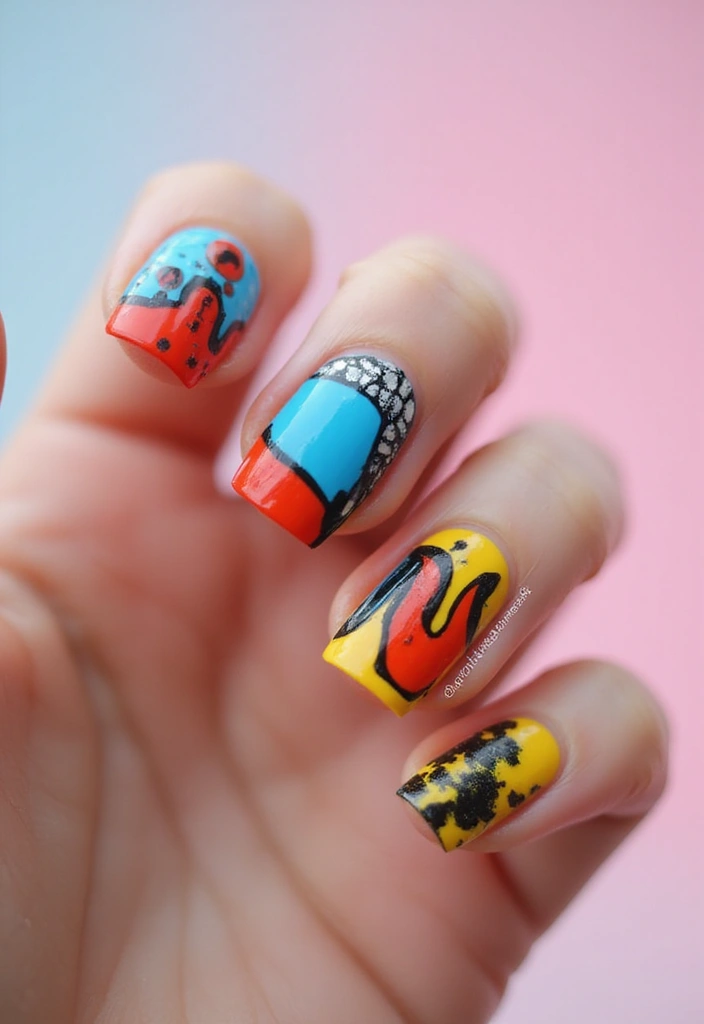 45 Futuristic Nail Art Design Ideas for 2025's Boundary-Breaking Beauty - 23. Bold Abstract Designs