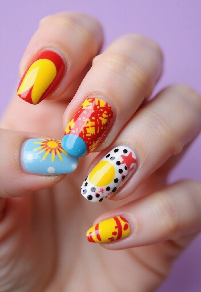 45 Futuristic Nail Art Design Ideas for 2025's Boundary-Breaking Beauty - 26. Pop Art Nail Designs