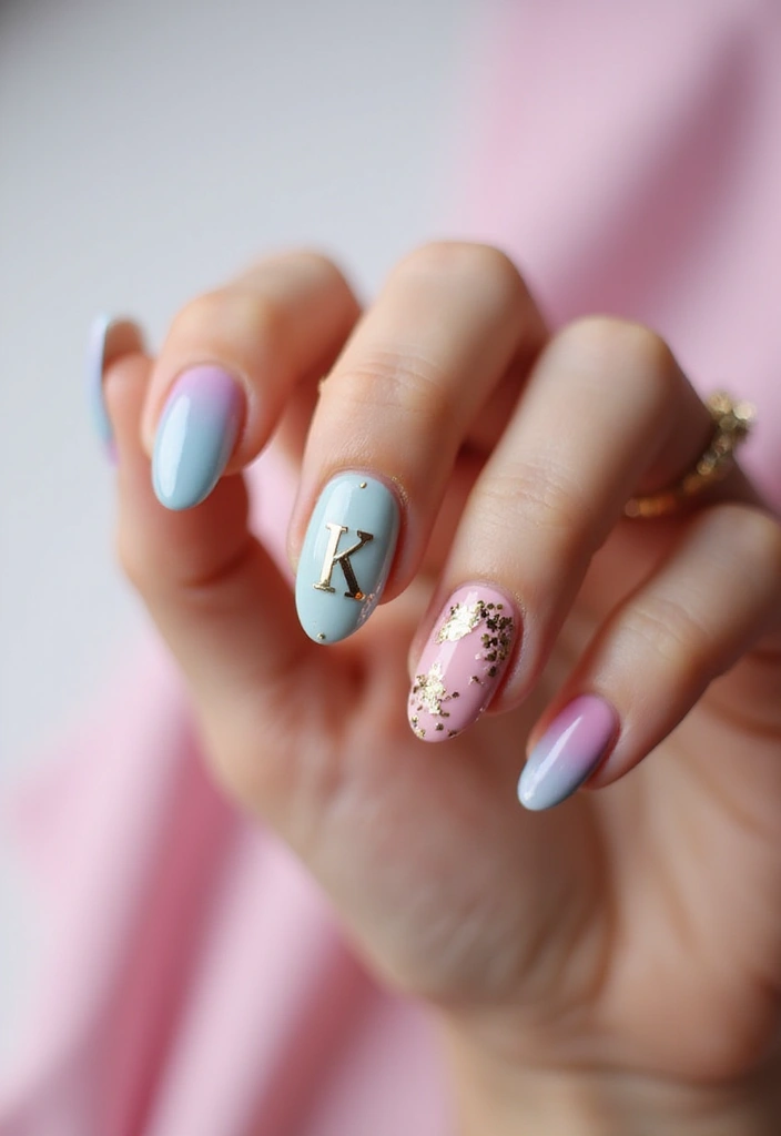 45 Futuristic Nail Art Design Ideas for 2025's Boundary-Breaking Beauty - 31. Custom Initials and Symbols