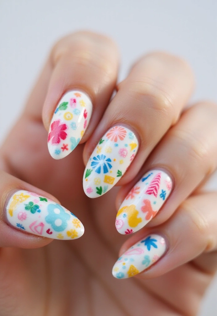 45 Futuristic Nail Art Design Ideas for 2025's Boundary-Breaking Beauty - 36. Creative Colorful Doodles