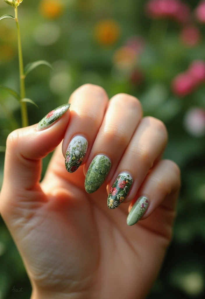 45 Futuristic Nail Art Design Ideas for 2025's Boundary-Breaking Beauty - 37. Environmental Nail Art