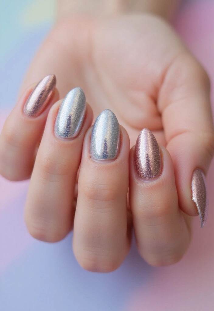 45 Futuristic Nail Art Design Ideas for 2025's Boundary-Breaking Beauty - 4. Futuristic Metallic Finishes