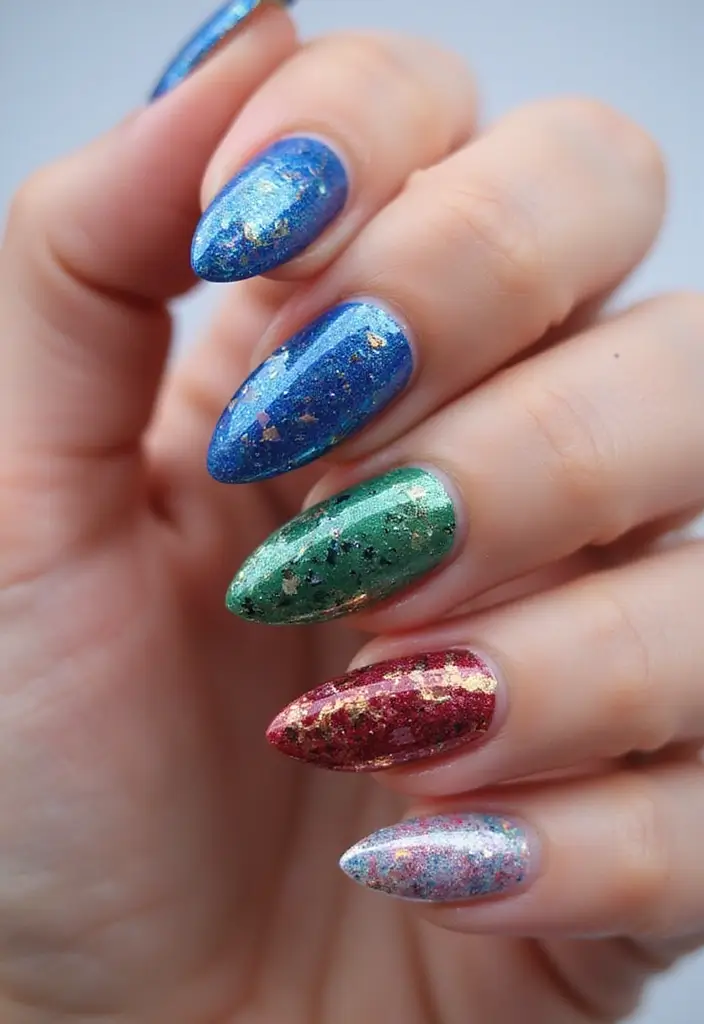 45 Futuristic Nail Art Design Ideas for 2025's Boundary-Breaking Beauty - 42. Textured Foil Designs