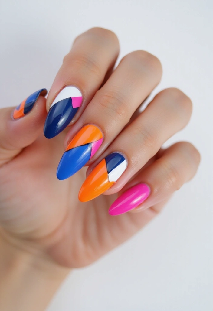 45 Futuristic Nail Art Design Ideas for 2025's Boundary-Breaking Beauty - 8. Color-Blocking Techniques