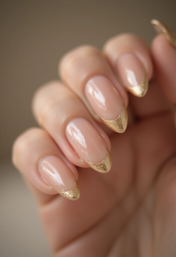 45 Golden Nails with Gold Accents for Regal - 1. The Classic Gold French Tip