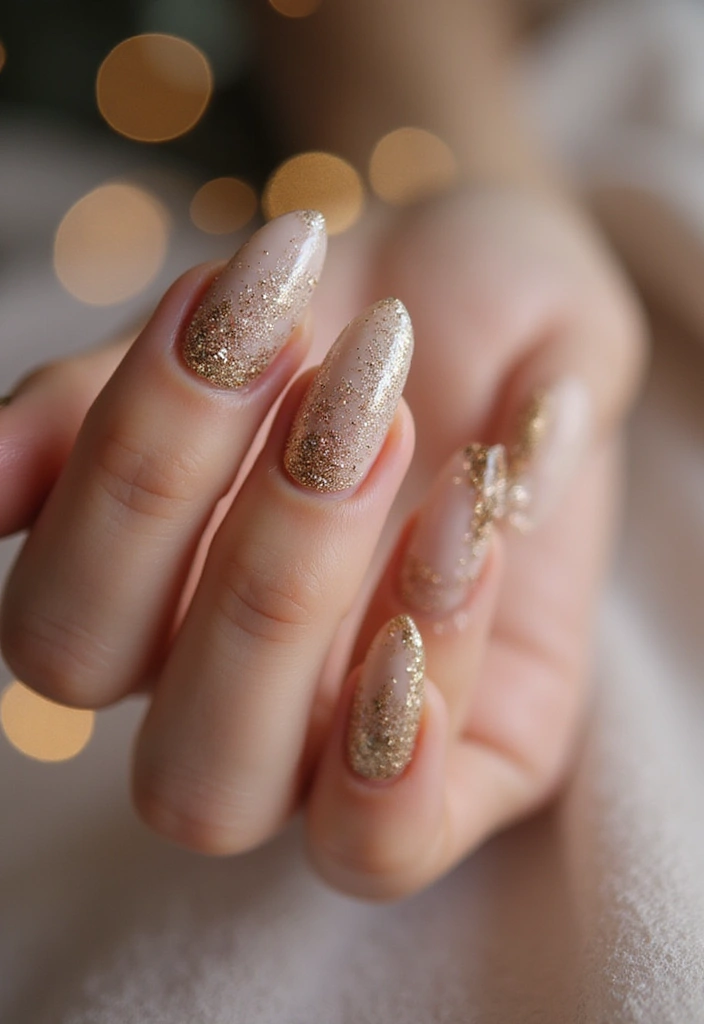 45 Golden Nails with Gold Accents for Regal - 12. Gold Glitter Fade