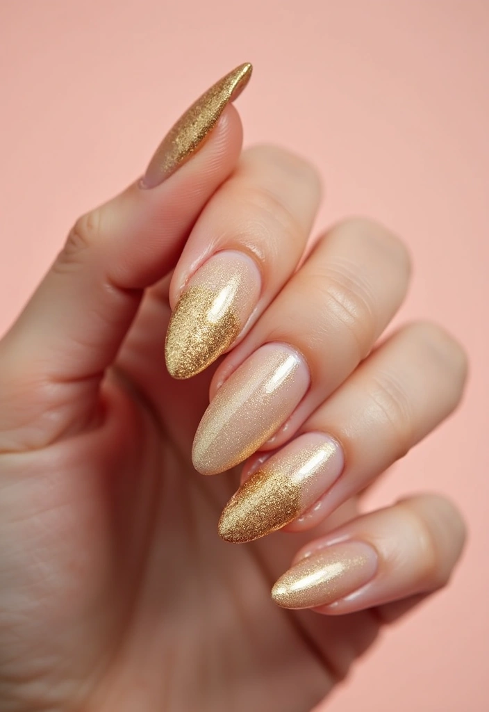45 Golden Nails with Gold Accents for Regal - 16. Shimmering Gold Glitter Fade