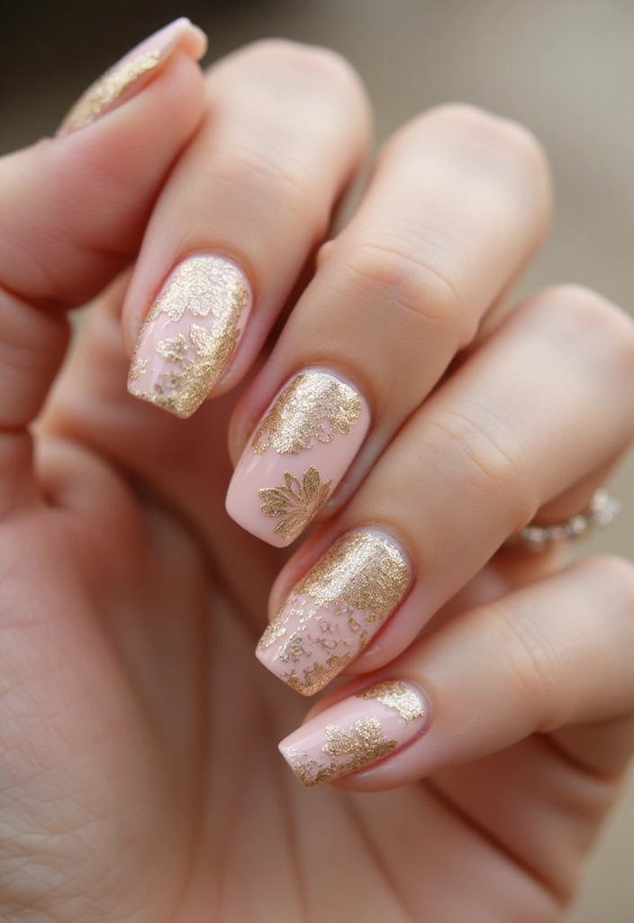 45 Golden Nails with Gold Accents for Regal - 17. Golden Lace Patterns