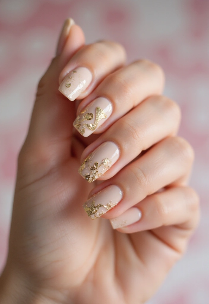 45 Golden Nails with Gold Accents for Regal - 19. Gold-Appliqué Elegance