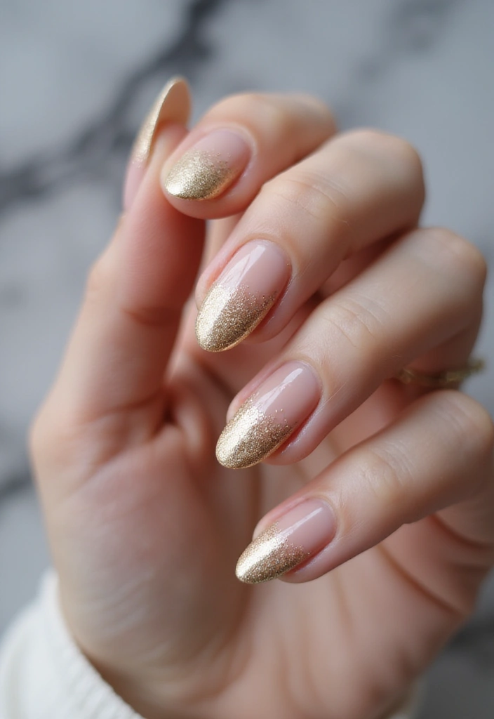 45 Golden Nails with Gold Accents for Regal - 2. Glittering Gold Ombre