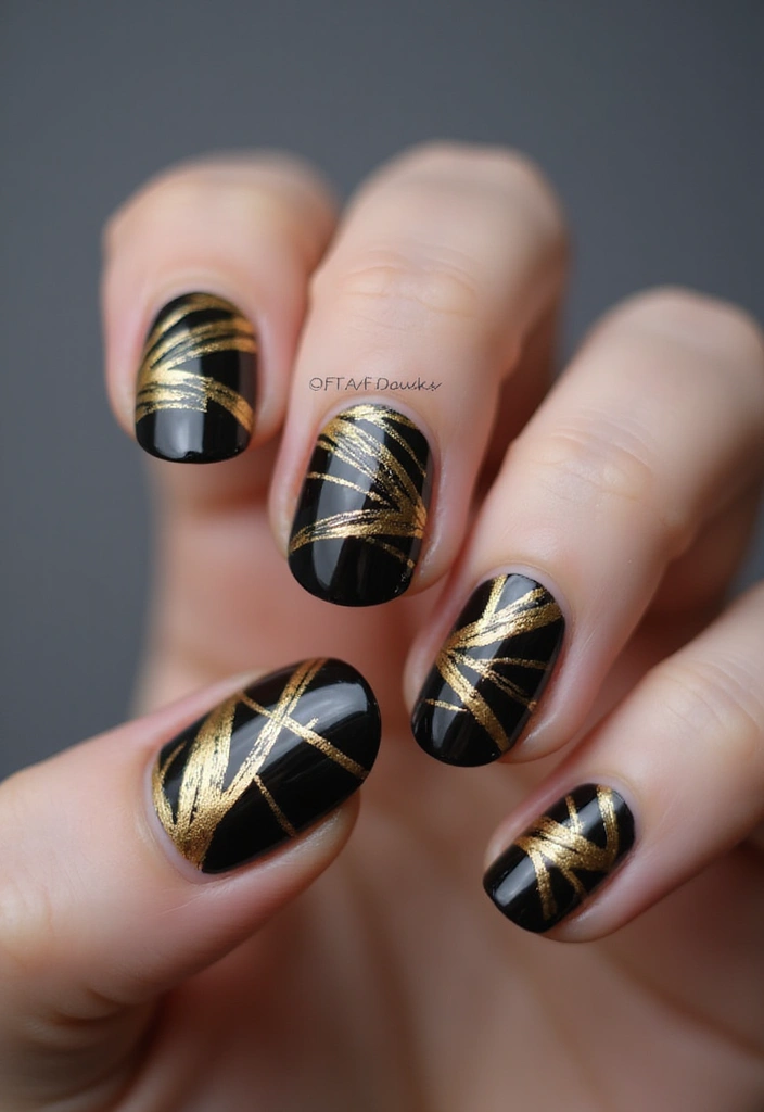 45 Golden Nails with Gold Accents for Regal - 20. Artistic Gold Brush Strokes