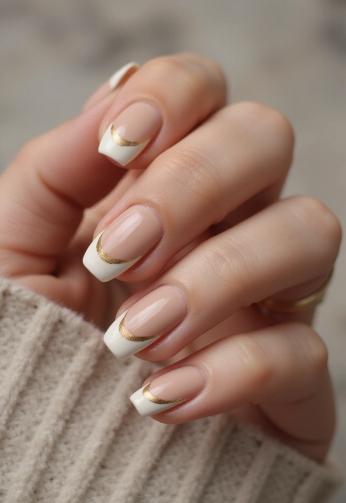 45 Golden Nails with Gold Accents for Regal - 21. Gold-Accent Half Moons