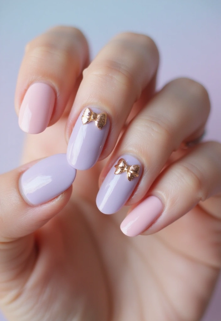 45 Golden Nails with Gold Accents for Regal - 23. Sparkling Gold Bows