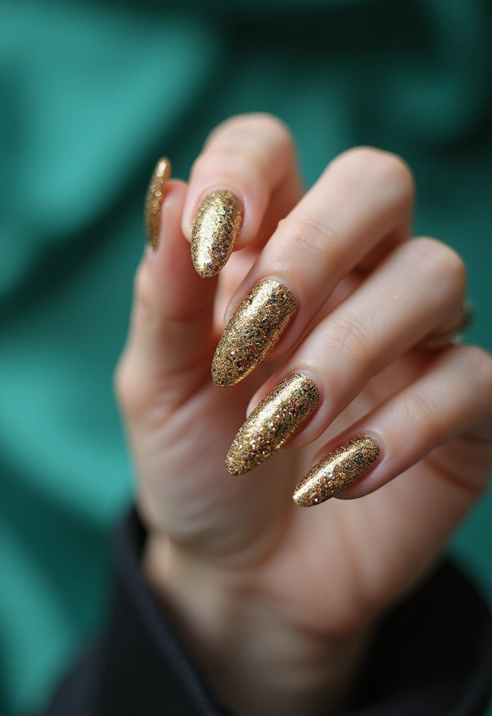 45 Golden Nails with Gold Accents for Regal - 29. Gold Glittering Waves