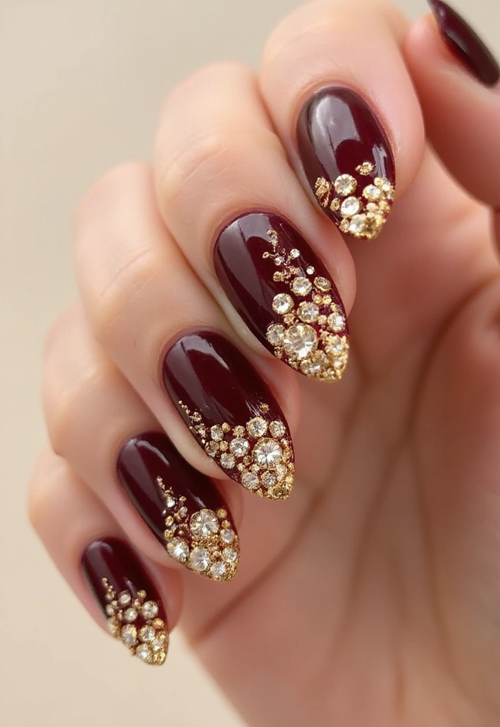 45 Golden Nails with Gold Accents for Regal - 30. Dazzling Gold Crystals