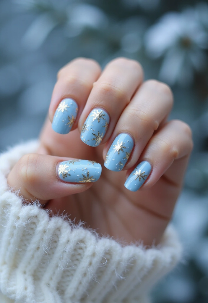 45 Golden Nails with Gold Accents for Regal - 31. Shimmering Gold Snowflakes