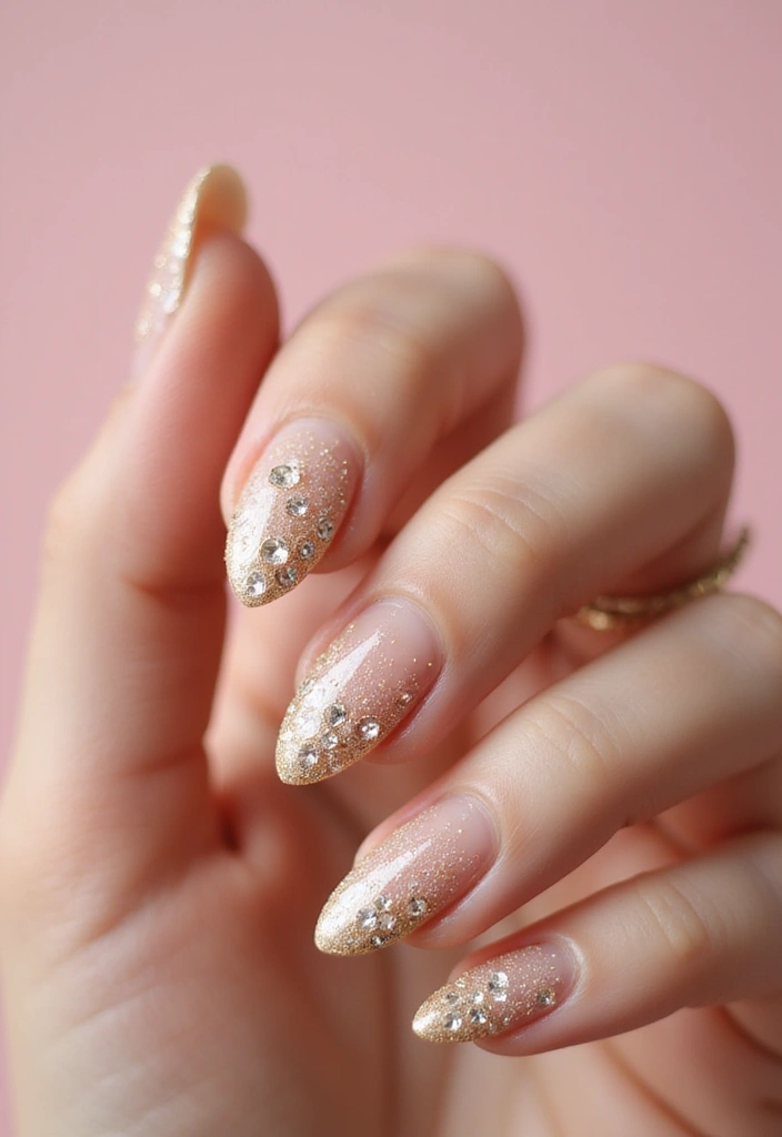 45 Golden Nails with Gold Accents for Regal - 36. Golden Rhinestone Accents
