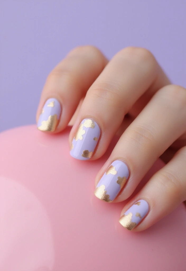 45 Golden Nails with Gold Accents for Regal - 43. Whimsical Gold Clouds