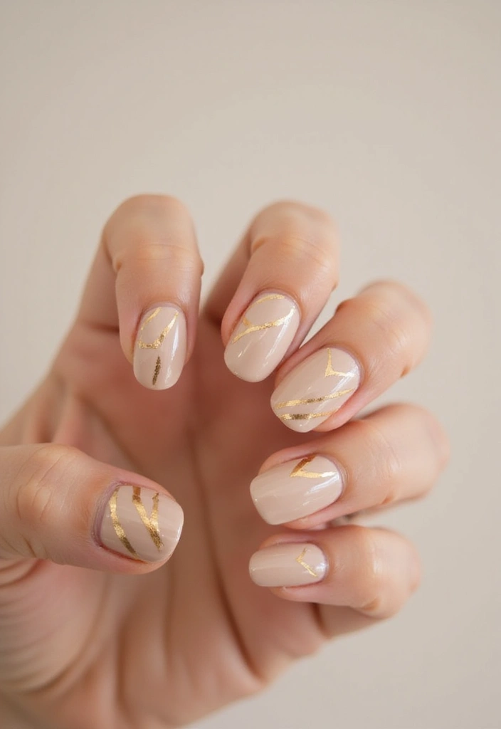 45 Golden Nails with Gold Accents for Regal - 5. Elegant Gold Stripes