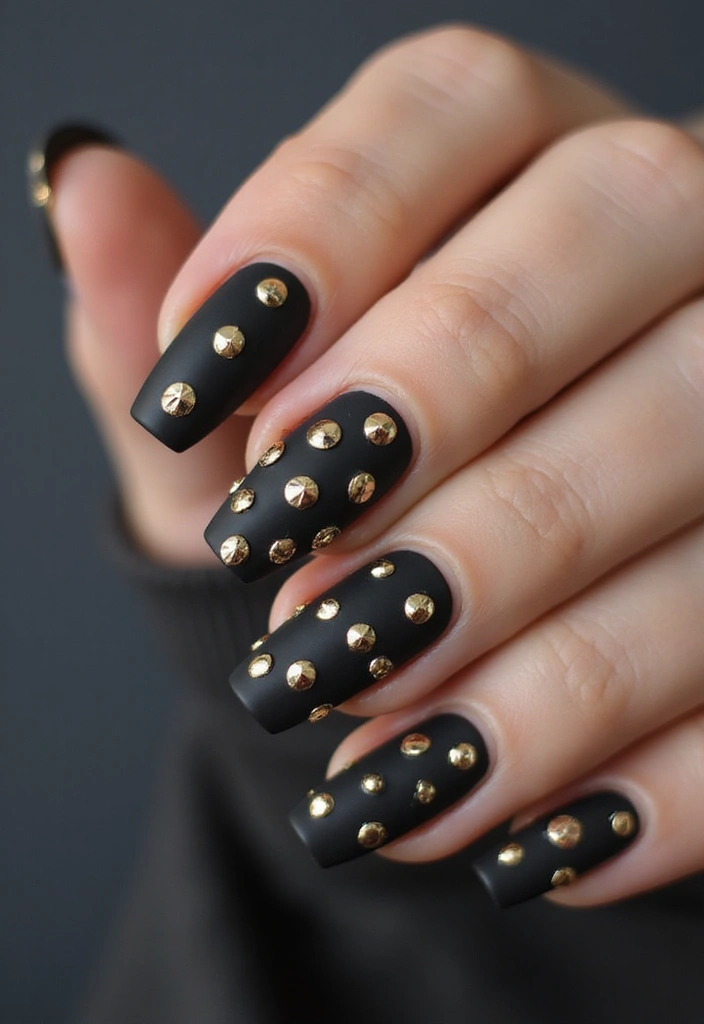 45 Golden Nails with Gold Accents for Regal - 6. Gold Studded Glam