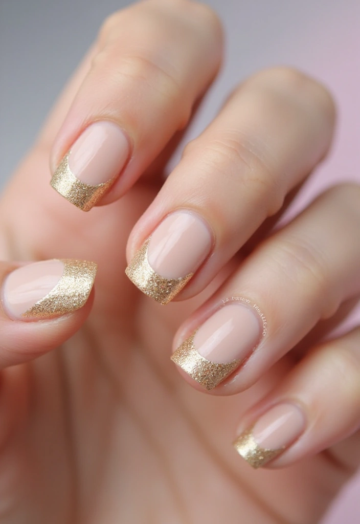 45 Golden Nails with Gold Accents for Regal - 8. Gold Glitter Tips