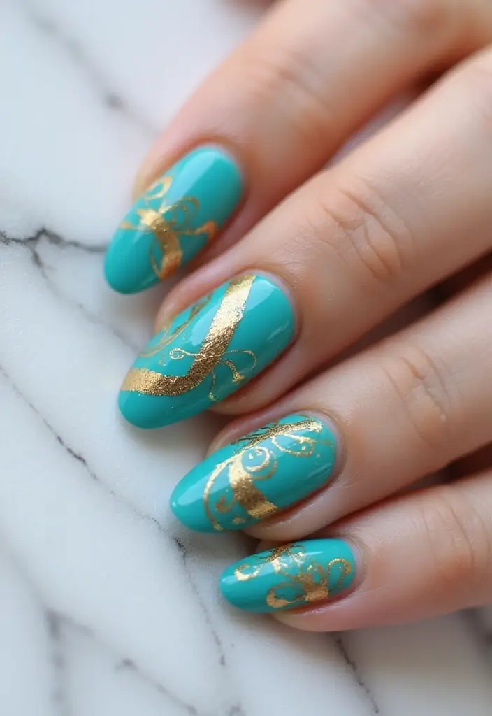 45 Golden Nails with Gold Accents for Regal - 9. Abstract Gold Art