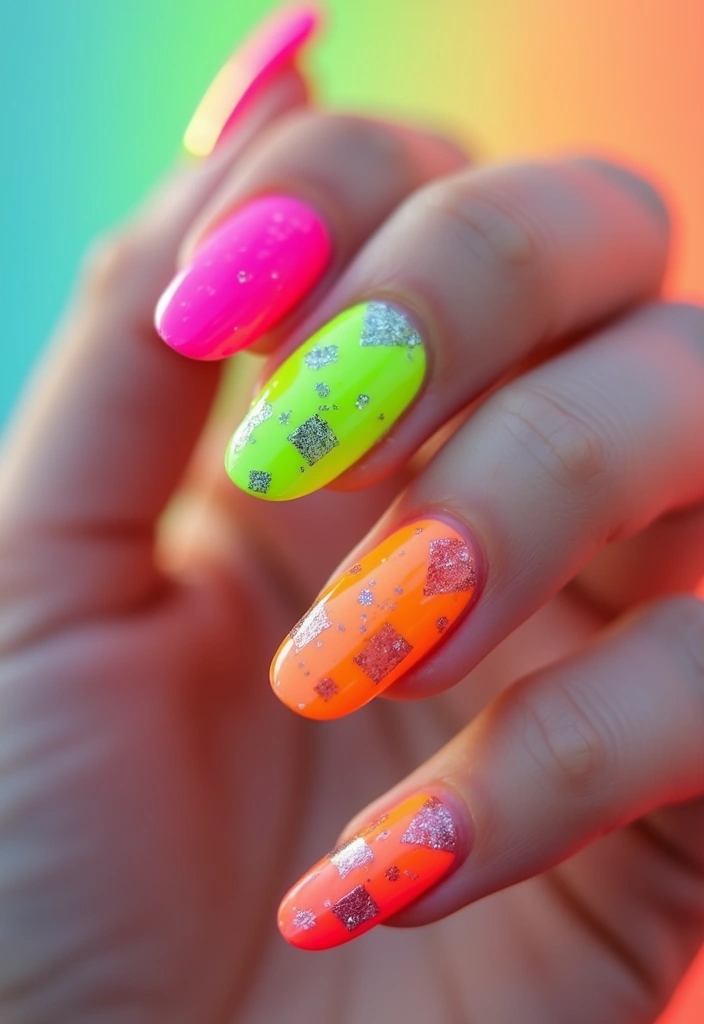 45 Iconic Nail Styles Revolutionizing 2025 Fashion - 16. Neon Brights