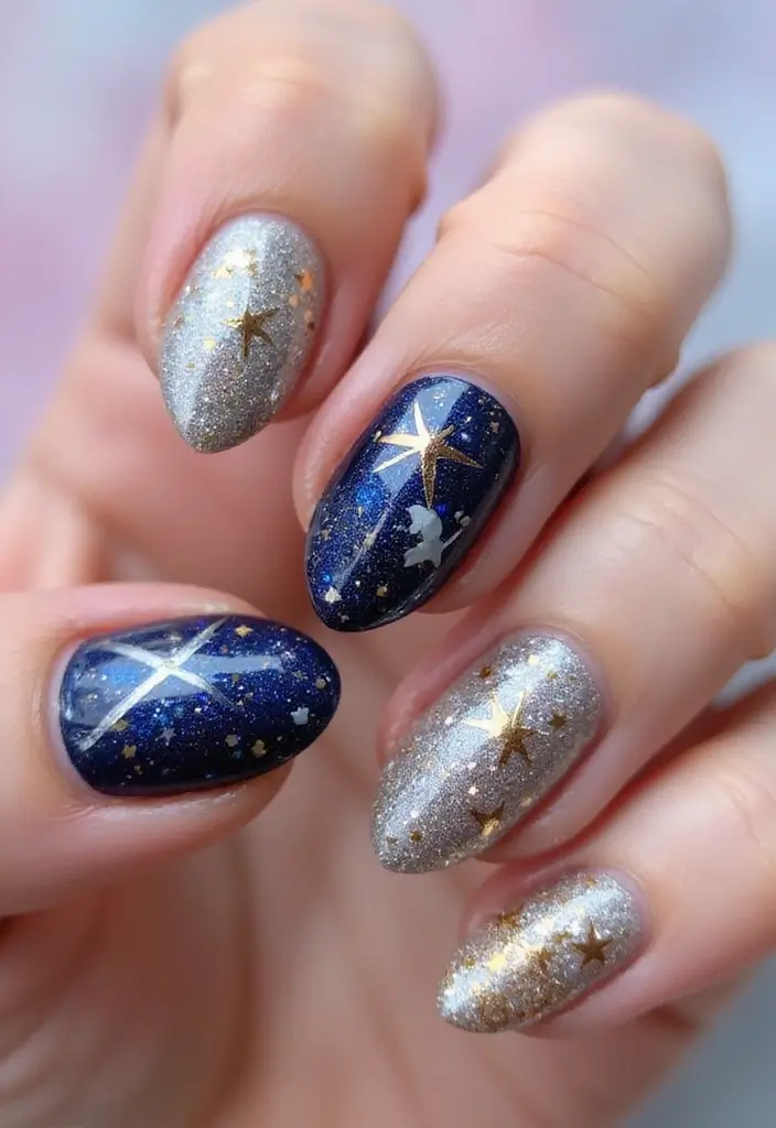 45 Iconic Nail Styles Revolutionizing 2025 Fashion - 28. Twinkling Star Nails