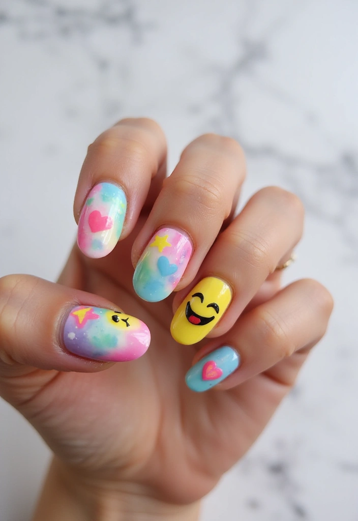 45 Iconic Nail Styles Revolutionizing 2025 Fashion - 39. Emoji Nail Art
