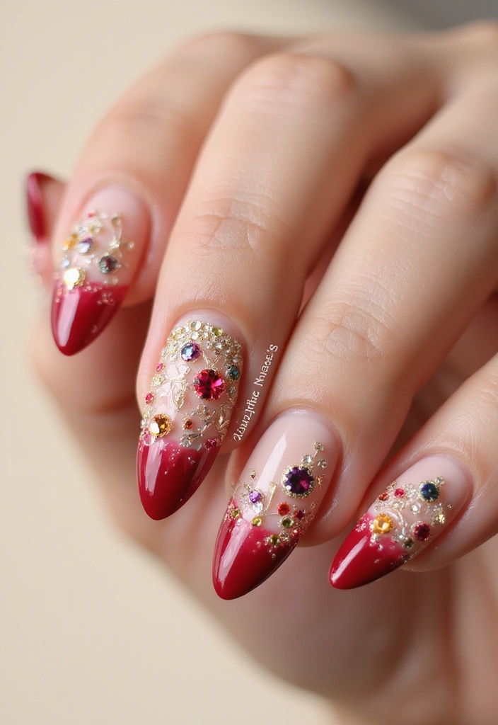 45 Inspiring Nail Art Ideas for Artistic Souls - 19. Jewel-Encrusted Tips