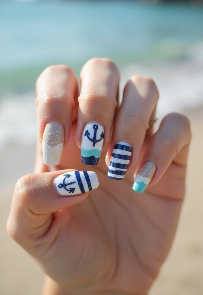 45 Inspiring Nail Art Ideas for Artistic Souls - 22. Nautical Vibes