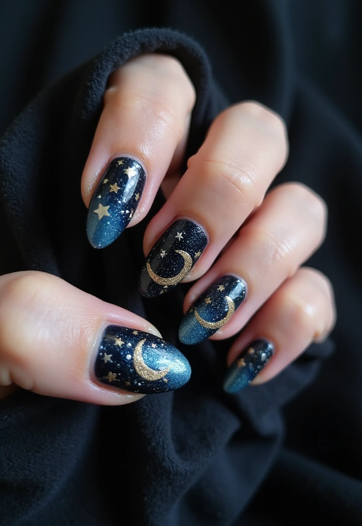 45 Inspiring Nail Art Ideas for Artistic Souls - 25. Celestial Designs