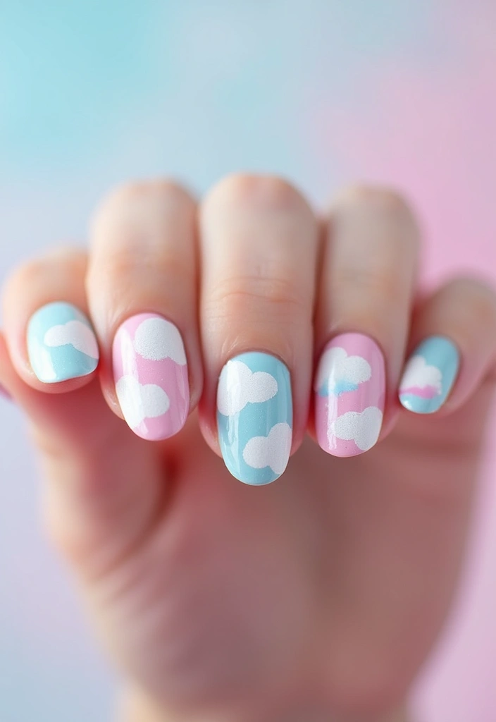 45 Inspiring Nail Art Ideas for Artistic Souls - 34. Whimsical Clouds