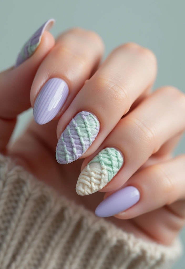 45 Inspiring Nail Art Ideas for Artistic Souls - 38. Knit Patterns