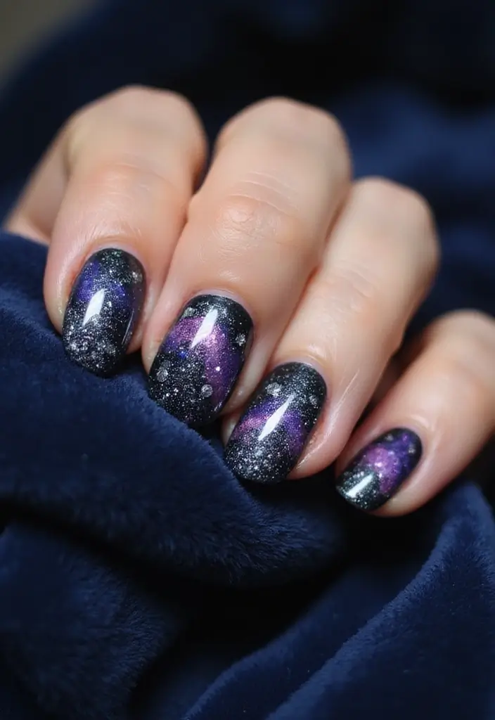 45 Inspiring Nail Art Ideas for Artistic Souls - 42. Glittering Galaxy