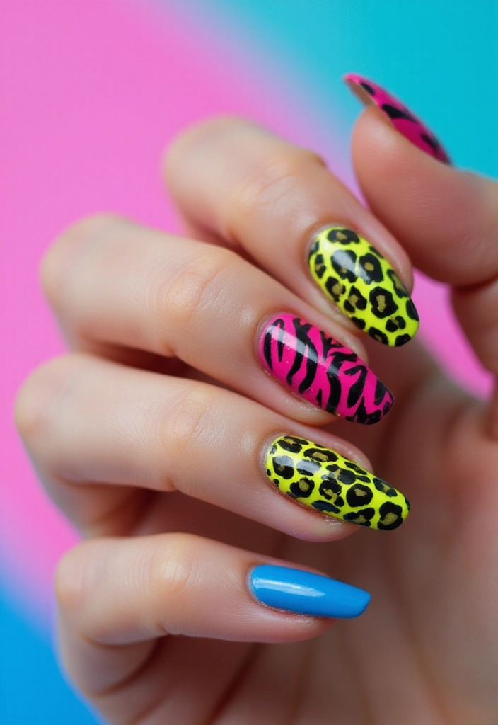45 Inspiring Nail Art Ideas for Artistic Souls - 43. Neon Animal Prints